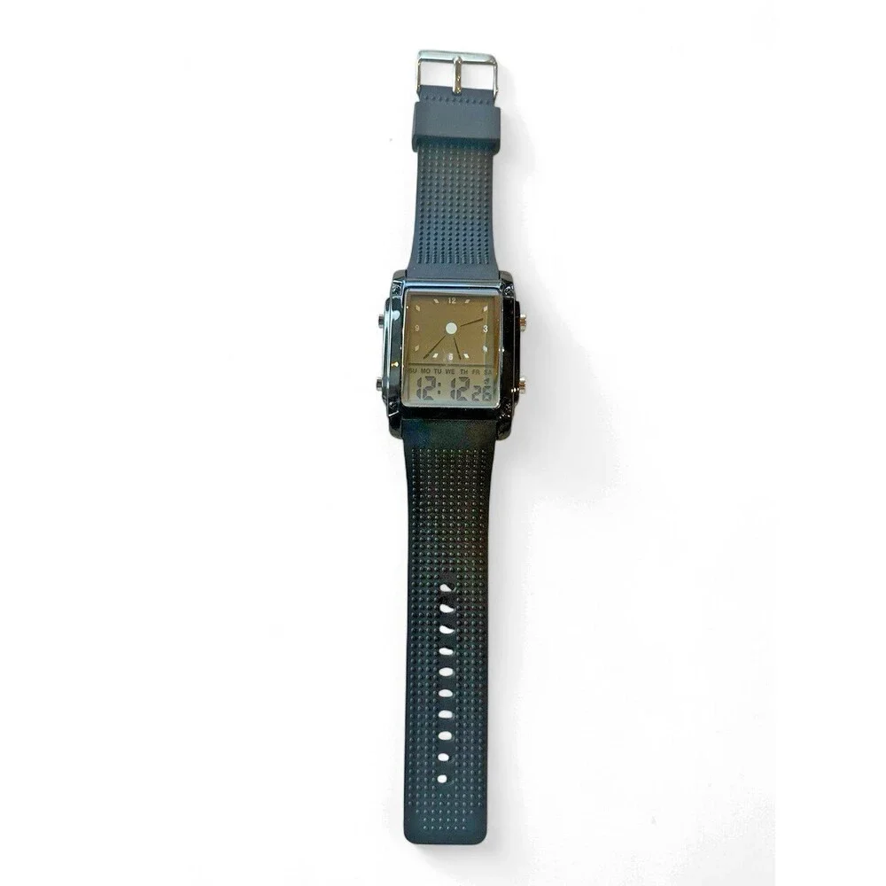 Men's Large Skmei LCD Double Dial Wristwatch 0814G Black Watch